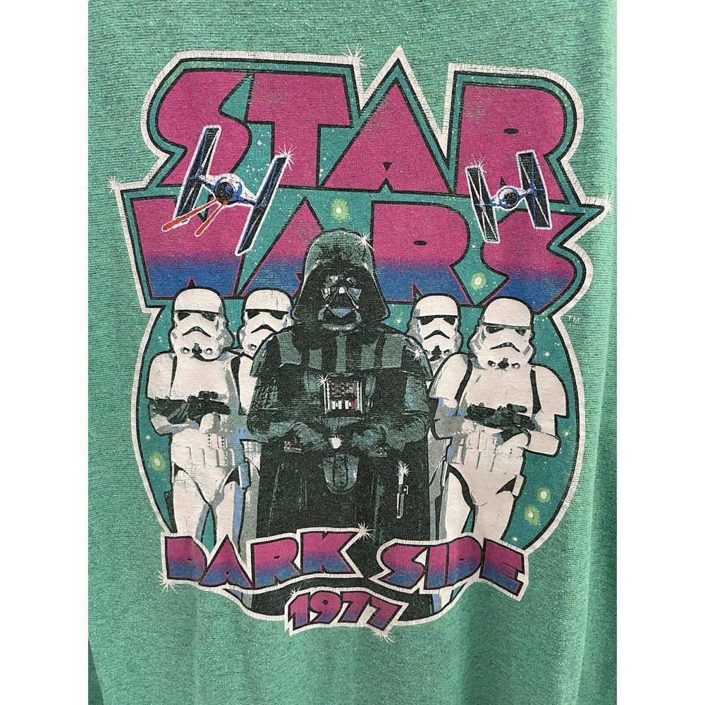 Star Wars Dark Side 1977 Graphic Green T Shirt Size Large - Picture 2 of 4